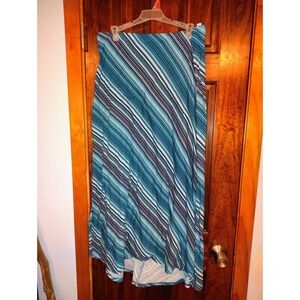 Cato Women's Midi Skirt Blue Teal White Stripe A-Line Casual Size M